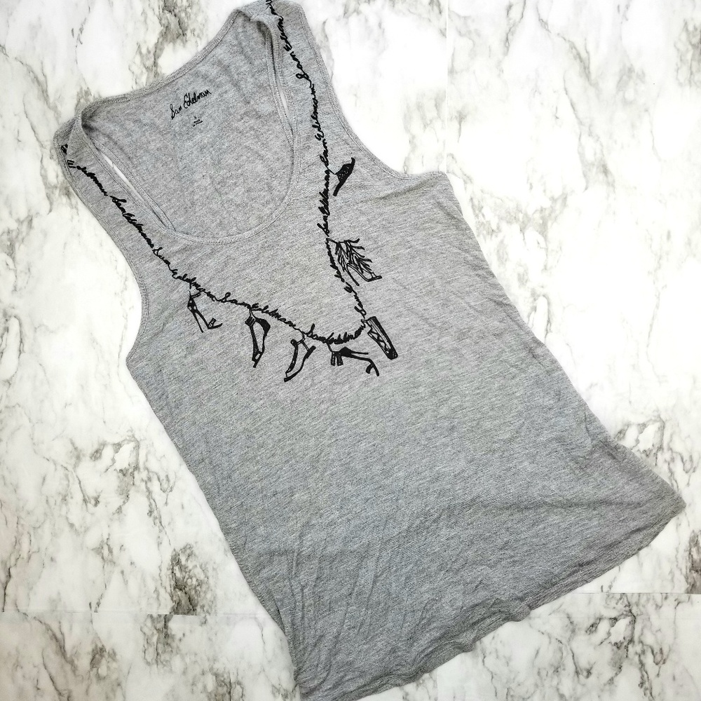 SAM EDELMAN Grey Black Shoe Tank Top SM